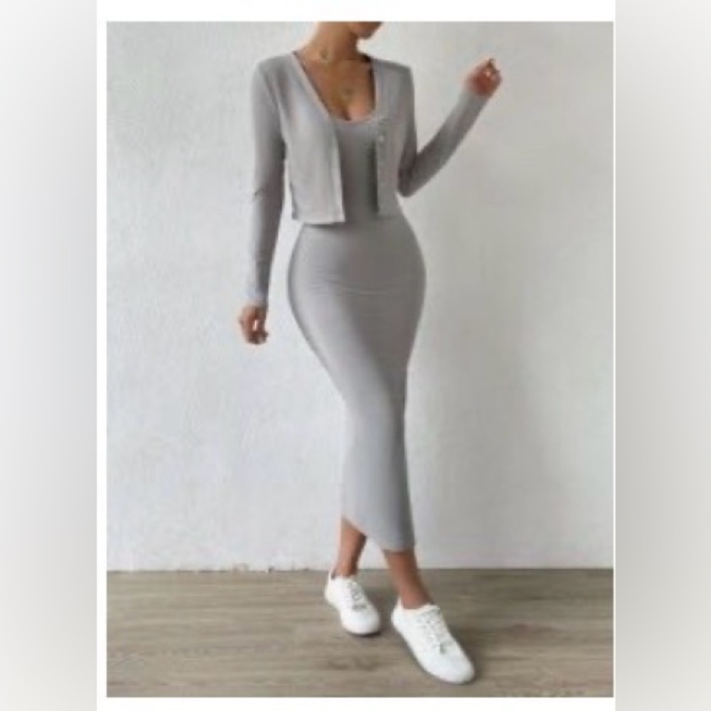 Gray Women's Two Piece Dress